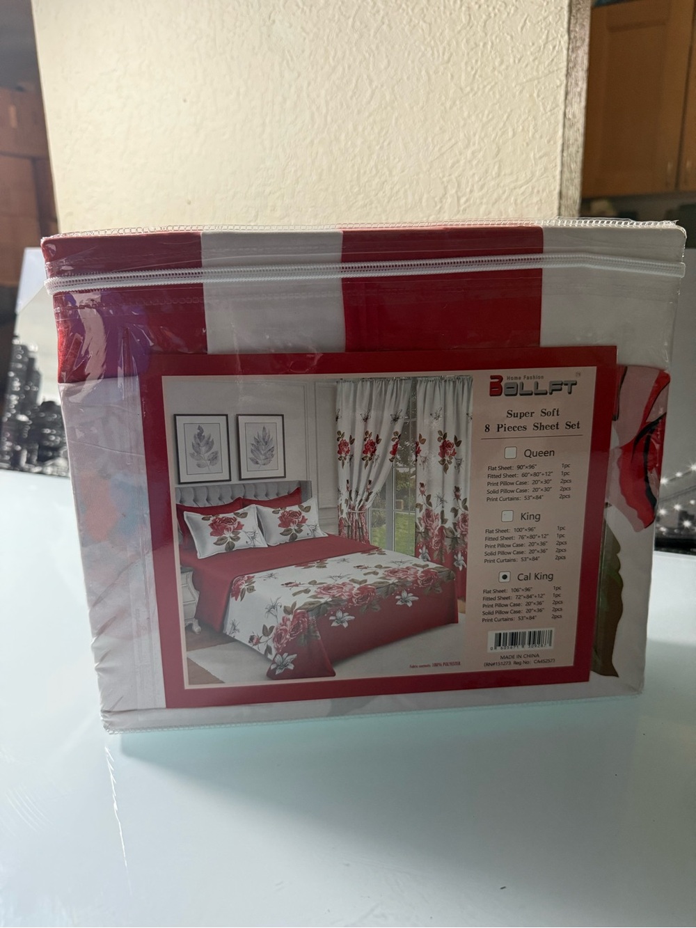 Red and White Floral Super Soft 8-Piece Sheet Set